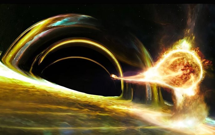 Una estrella siendo destrozada por un agujero negro