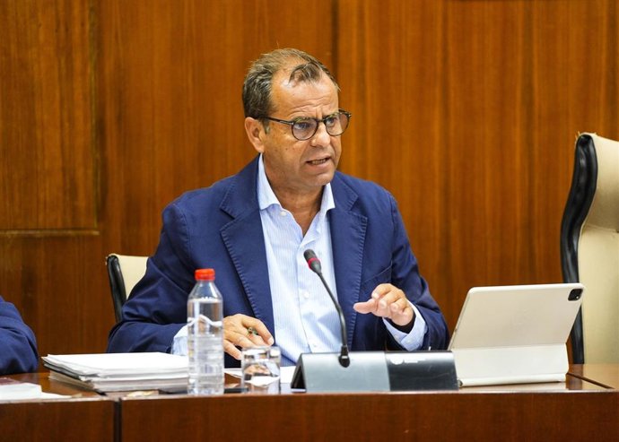El director general de la Radio Televisión de Andalucía (RTVA), Juan de Dios Mellado, este martes en el Parlamento