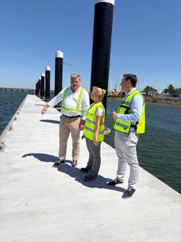 Visita a las obras del nuevo pantalán pesquero de la Lonja del Puerto de Huelva.