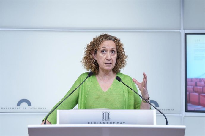 La portavoz de ERC en el Parlament, Ester Capella, en rueda de prensa este martes