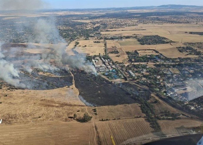 Incendio en Las Vaguadas, en Badajoz, el 21 de julio