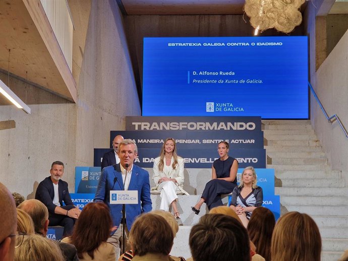 Alfonso Rueda durante el acto en Vigo este martes.