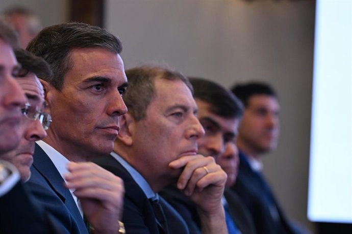 El presidente del Gobierno, Pedro Sánchez, durante un encuentro con empresarios españoles, en el hotel Radisson, a 22 de julio de 2025, en Montevideo (Uruguay).