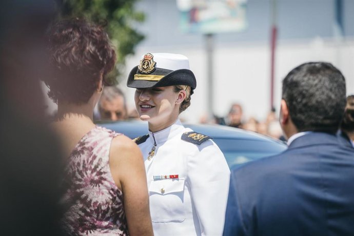 La Princesa de Asturias Leonor recibe el título de "Hija Adoptiva de Marín" otorgado por el Ayuntamiento de Marín, a 14 de julio de 2025, en Marín, Pontevedra, Galicia (España).
