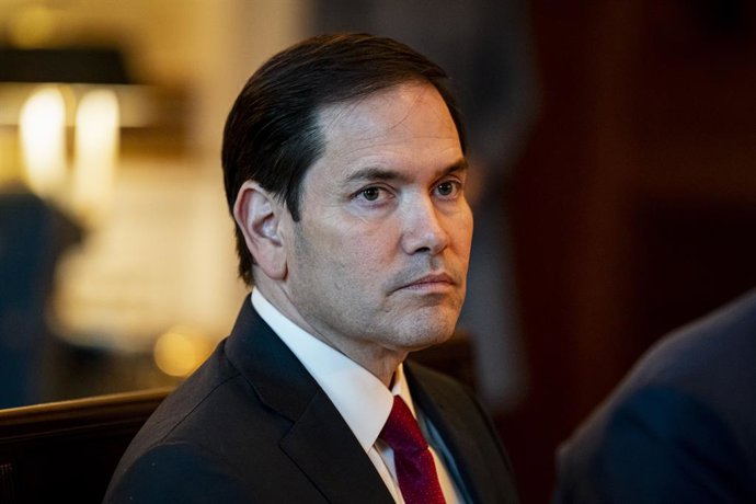 7 de julho de 2025, Washington, Distrito de Columbia, EUA: O secretário de Estado dos Estados Unidos, Marco Rubio, durante um jantar com o presidente dos EUA, Donald Trump, não retratado, e o primeiro-ministro israelense, Benjamin Netanyahu, não retratado