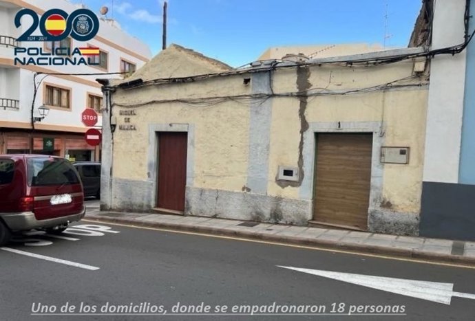 Uno de los domicilios de Gáldar (Gran Canaria) donde empadronaron a 18 personas los detenidos