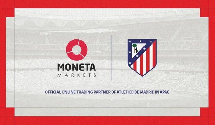 Imagen utilizada por el Atlético de Madrid para anunciar el acuerdo con Moneta Markets.