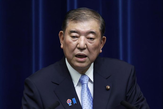 El primer ministro de Japón, Shigeru Ishiba, durante una rueda de prensa en la capital, Tokio (archivo)