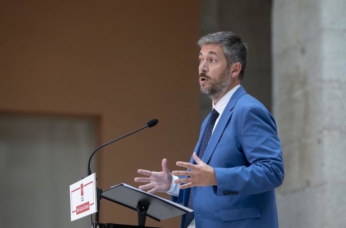 Archivo - El consejero de Presidencia, Justicia y Administración Local, Miguel Ángel García Martín, durante una rueda de prensa tras una reunión, en la Real Casa de Correos, a 5 de septiembre de 2024