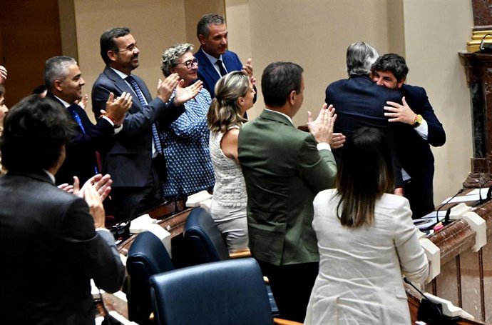 El presidente del Gobierno regional, Fernando López Miras, y el consejero de Hacienda, Luis Alberto Marín