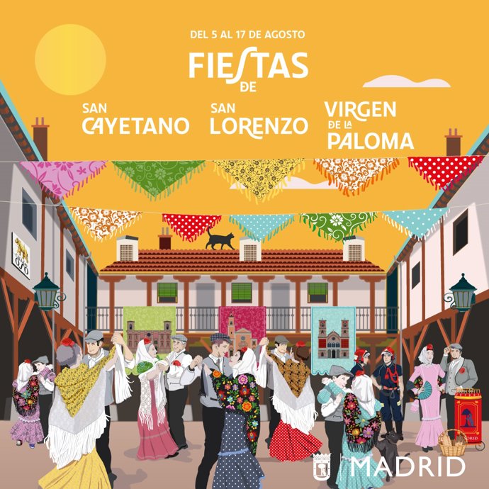 Cartel de las fiestas en honor a San Cayetano, San Lorenzo y la Virgen de la Paloma