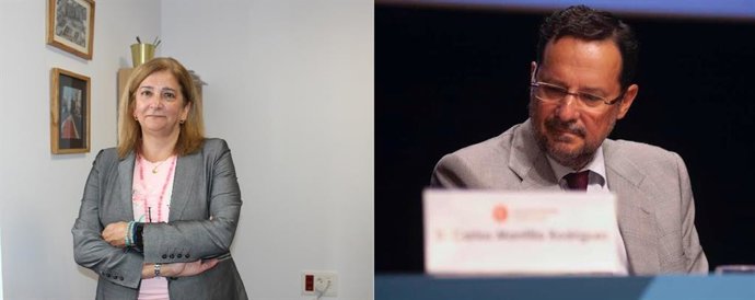 La nueva presidenta de la Audiencia Provincial de A Coruña, María Teresa Cortizas González-Criado, y el nuevo presidente de la de Pontevedra, Jacinto José Pérez Benítez.