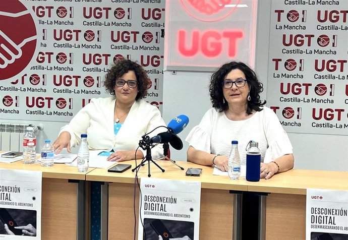 La secretaria de Salud Laboral de UGT Confederal, Patricia Ruiz, y la secretaria general de UGT Castilla-La Mancha, Lola Alcónez.