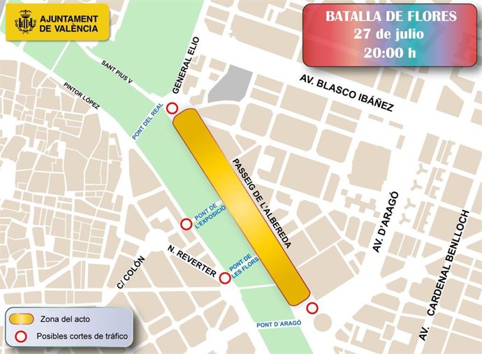 L'Ajuntament de València, a través del Servici de Mobilitat, està preparant un dispositiu especial de trànsit amb motiu dels actes finals de la Gran Fira de juliol