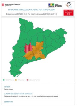 Aviso de peligro por lluvias intensas