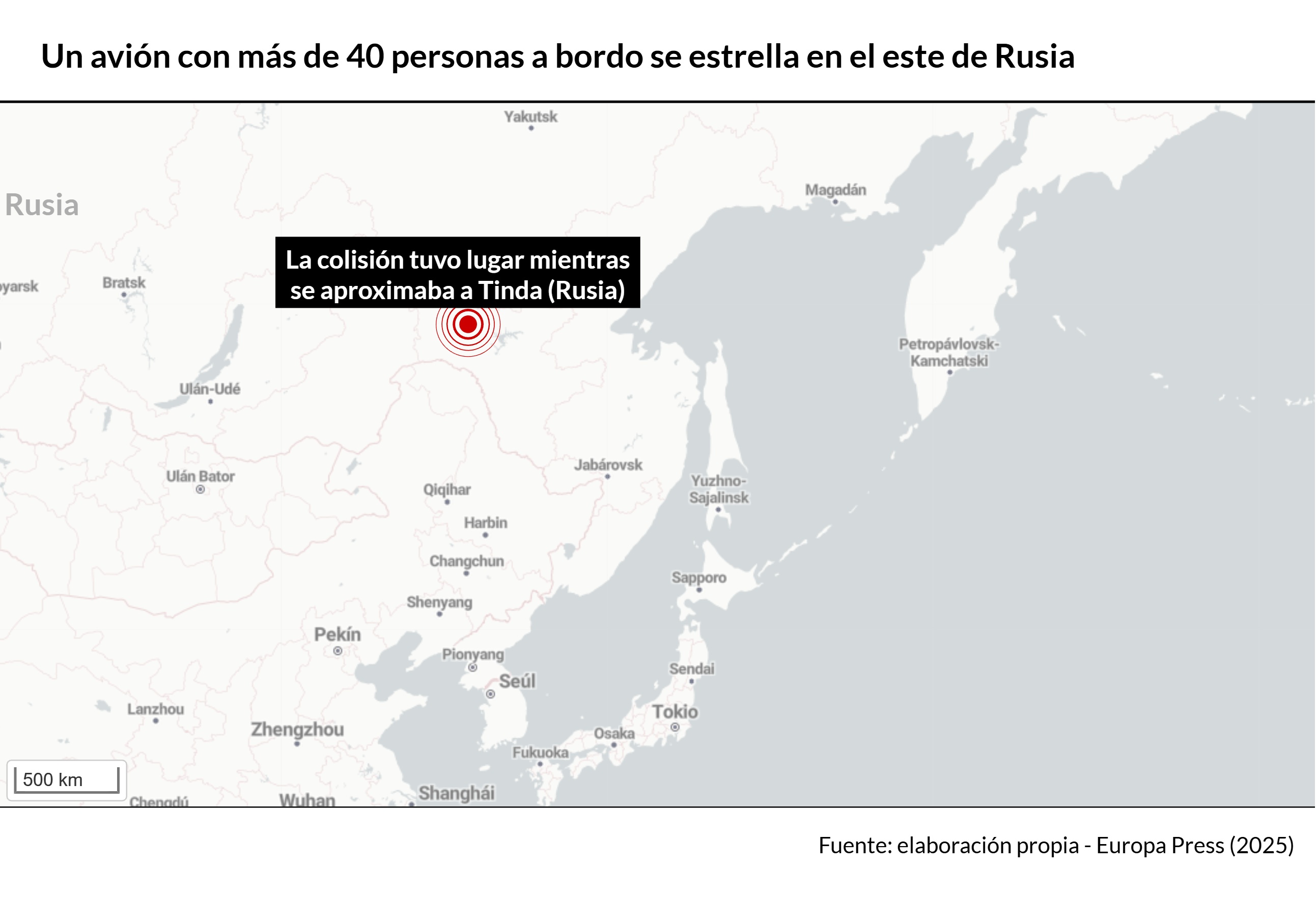 Un avión con más de 40 personas a bordo se estrella en el este de Rusia