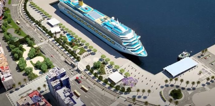 Recreación de la ordenación del frente del Muelle Ciudad.