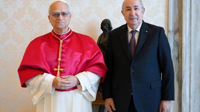 El Papa León XIV con el presidente de Argelia.