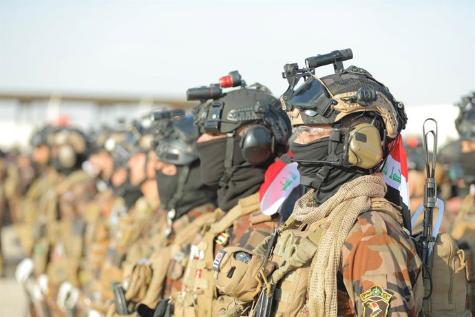 Archivo - January 9, 2025, Najaf, Iraq: The Najaf Police Command held a military parade today, Thursday, on the occasion of the 103rd anniversary of the founding of the Iraqi police.