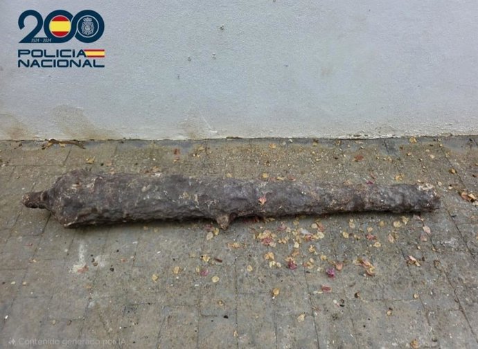 Imagen del cañón retirado de una vivienda de Playa de Palma.