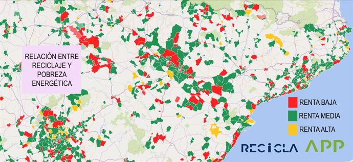 Códigos postales con actividad y nivel de renta.