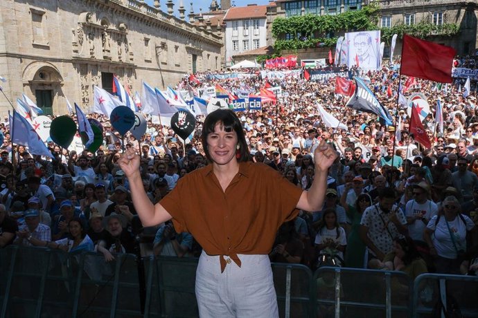 A portavoz nacional do BNG, Ana Pontón, durante a manifestación convocada polo BNG con motivo do Día dá Patria Galega, a 25 de xullo de 2025, en Santiago de Compostela.
