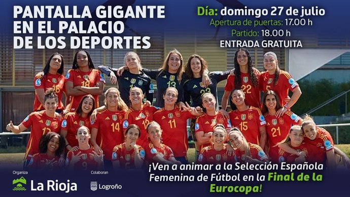 La final de la Eurocopa 2025 se podrá vivir este domingo en el Palacio de los Deportes de La Rioja a través de una pantalla gigante