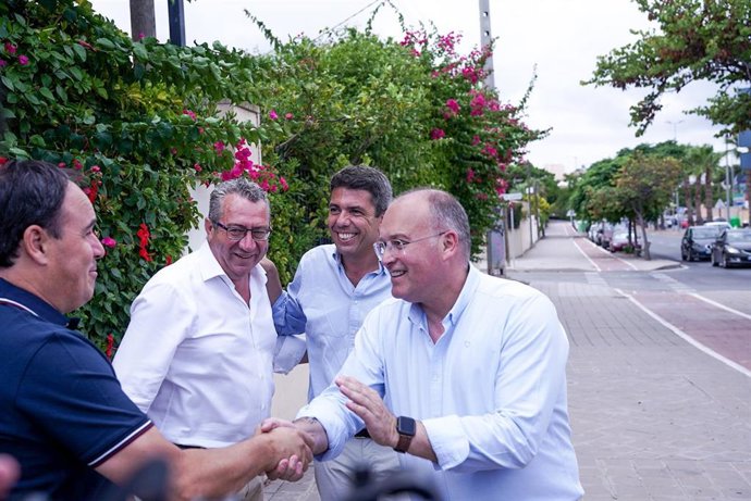 En la imagen, de izquierda a derecha, Juanfran Pérez Llorca, Toni Pérez, Carlos Mazón y Miguel Tellado este viernes en Alicante