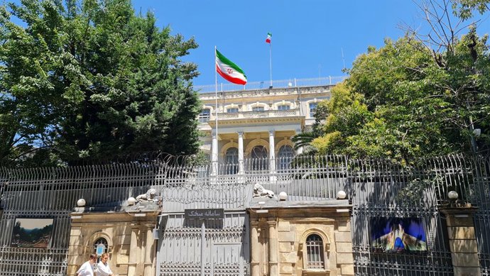 ISTANBUL, July 25, 2025  -- This photo taken on July 25, 2025 shows the Consulate General of Iran in Istanbul, Trkiye. Nuclear talks between Iran and the three European countries of France, Britain and Germany, collectively known as the E3, began in Ist