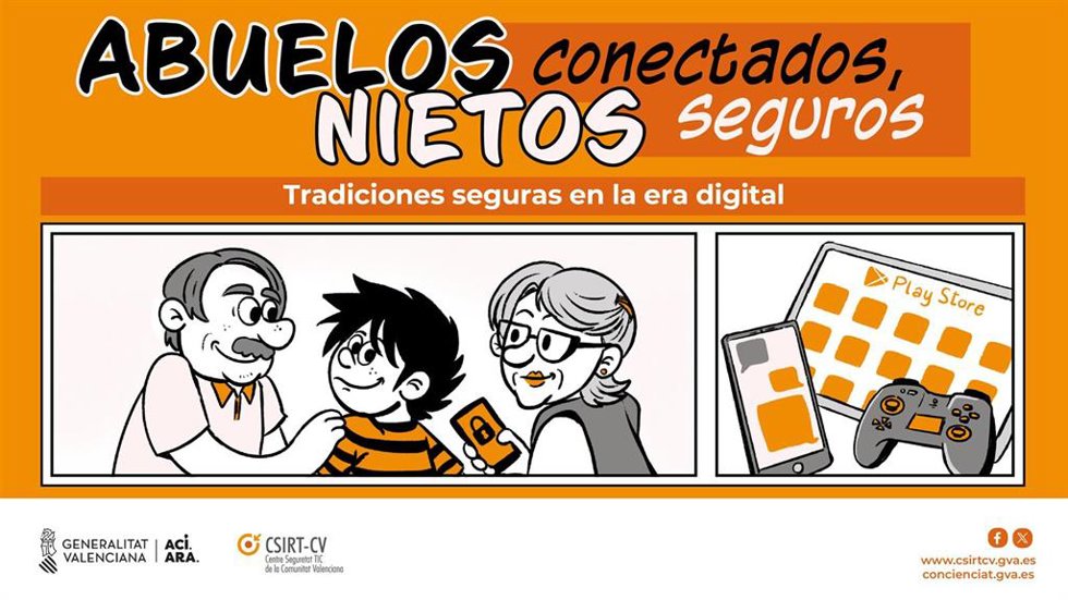 La Generalitat lanza la campaña Abuelos conectados, nietos seguros para concienciar sobre los riesgos que corren los niños en Internet
