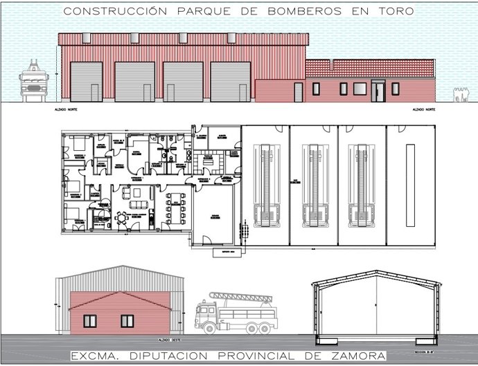 Imagen del proyecto del nuevo parque de bomberos de Toro (Zamora)
