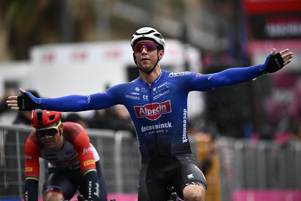 Archivo - Kaden Groves (Alpecin-Deceuninck) celebra una victoria.