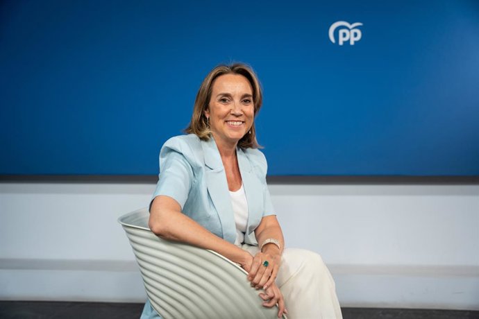 La vicesecretaria de Regeneración Institucional del PP, Cuca Gamarra, durante una entrevista concedida a Europa Press en Madrid.