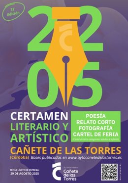 Cartel de la XXXVII edición del Certamen Literario y Artístico de Cañete de las Torres.
