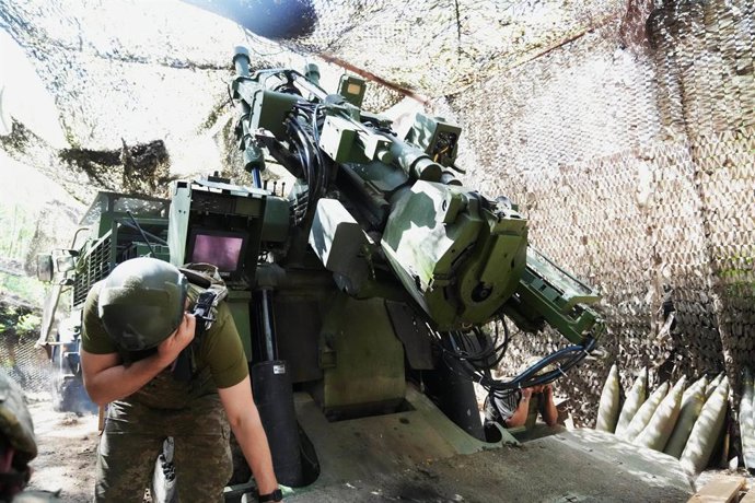 July 10, 2025, Pokrovsk Oblast, Donestk, Ukraine: Soldiers from Division Cesar, artillery, 155th Brigade fire shells during battle in Pokrovsk Oblast region. The Ukrainian 155th Mechanized Brigade, transformed from an infantry unit into a mechanized one, 