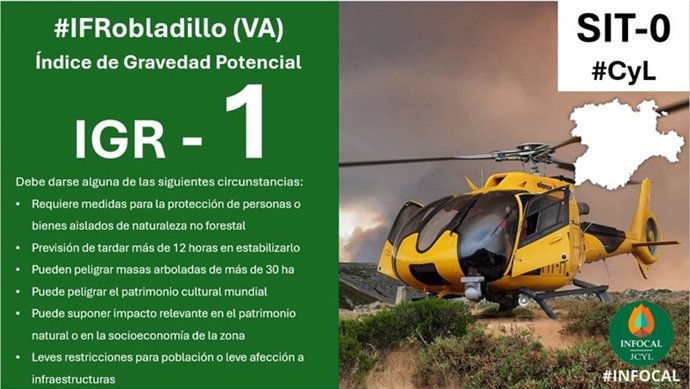 Declarado índice de gravedad 1 en un incendio en Robladillo (Valladolid)