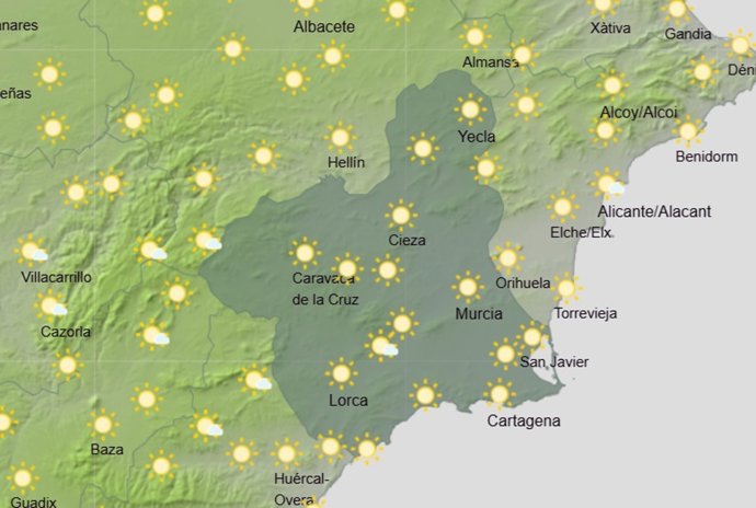 Tiempo en la Región de Murcia este lunes 