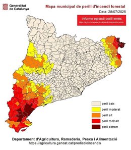 Mapa de perill per incendi forestal a Catalunya