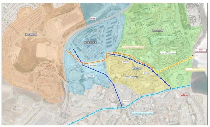 Plano de actuación de los colectores en Algeciras.
