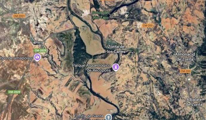 Vista de Zorita de los Canes en Google Maps.