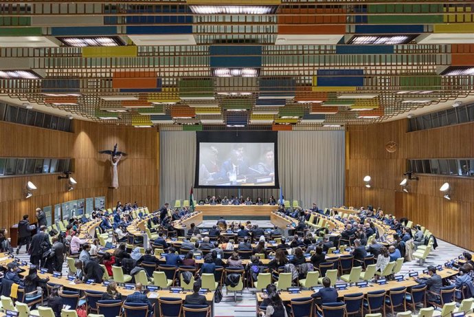 Archivo - Imagen de archivo del Consejo de Administración Fiduciaria de Naciones Unidas, donde se está llevando a cabo la conferencia de la ONU sobre la solución de dos Estados