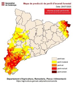 Mapa de riesgo de incendio forestal en Catalunya