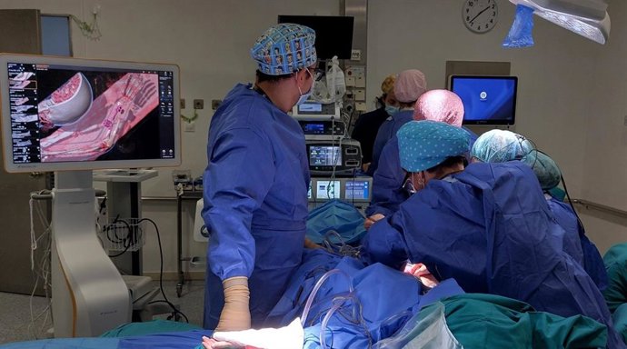 Un momento de la interveción en el Hospital Reina Sofía.