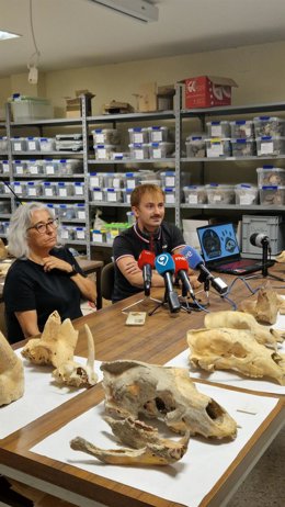 Esperanza Fernández, investigadora del área de Paleontología y profesora titular de la ULE y Darío Fidalgo, paleontólogo del Museo Nacional de Ciencias Naturales.