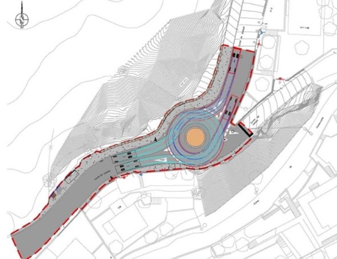 Plano de las obras de la rotonda que se construirá en el barrio de Torre Baró de Barcelona.