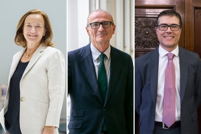Archivo - Los directores generales de Banco de España Helena Tejero, Juan Peñalosa y Carlos Conesa.