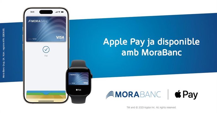 Imatge promocional de MoraBanc i el servei de pagament Apple Pay