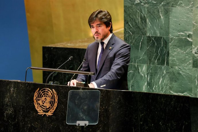 Archivo - 30 de setembro de 2024, Nova York, Nova York, EUA: O Representante Permanente do Equador na ONU, JOSE JAVIER DE LA GASCA LOPEZ-DOMINGUEZ, fala durante o sexto e último dia do Debate Geral da 79ª Assembleia Geral da ONU.