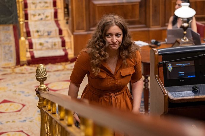 La portavoz del PP en el Congreso, Ester Muñoz, durante una sesión plenaria extraordinaria, en el Congreso de los Diputados, a 22 de julio de 2025, en Madrid (España). El Congreso cierra este martes, 22 de julio, el curso parlamentario debatiendo en un Pl