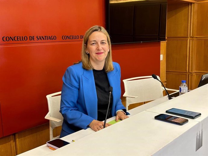 La portavoz municipal, Míriam Louzao, en rueda de prensa, a 7 de julio de 2025.